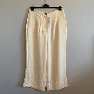 Topshop Wide-leg Cropped Cream Trousers Summer Pants Flowy Vacation Resort